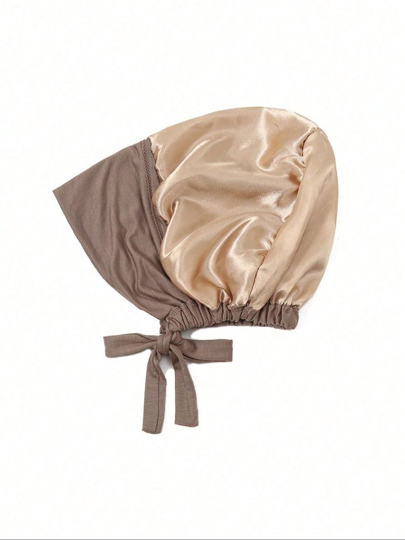 Women's Plain Inner Lined Hijab Cap, Elastic Drawstring Muslim Headscarf Hat, Breathable Modal Comfortable Turban for Daily Wear