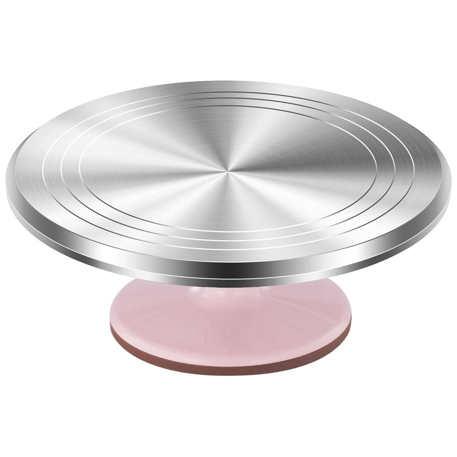 Aluminum Cake Stand, Rotating Cake Display Tray, Round Decorative Turntable, Bakery Showcase Holder, Birthday Wedding Party Accessories