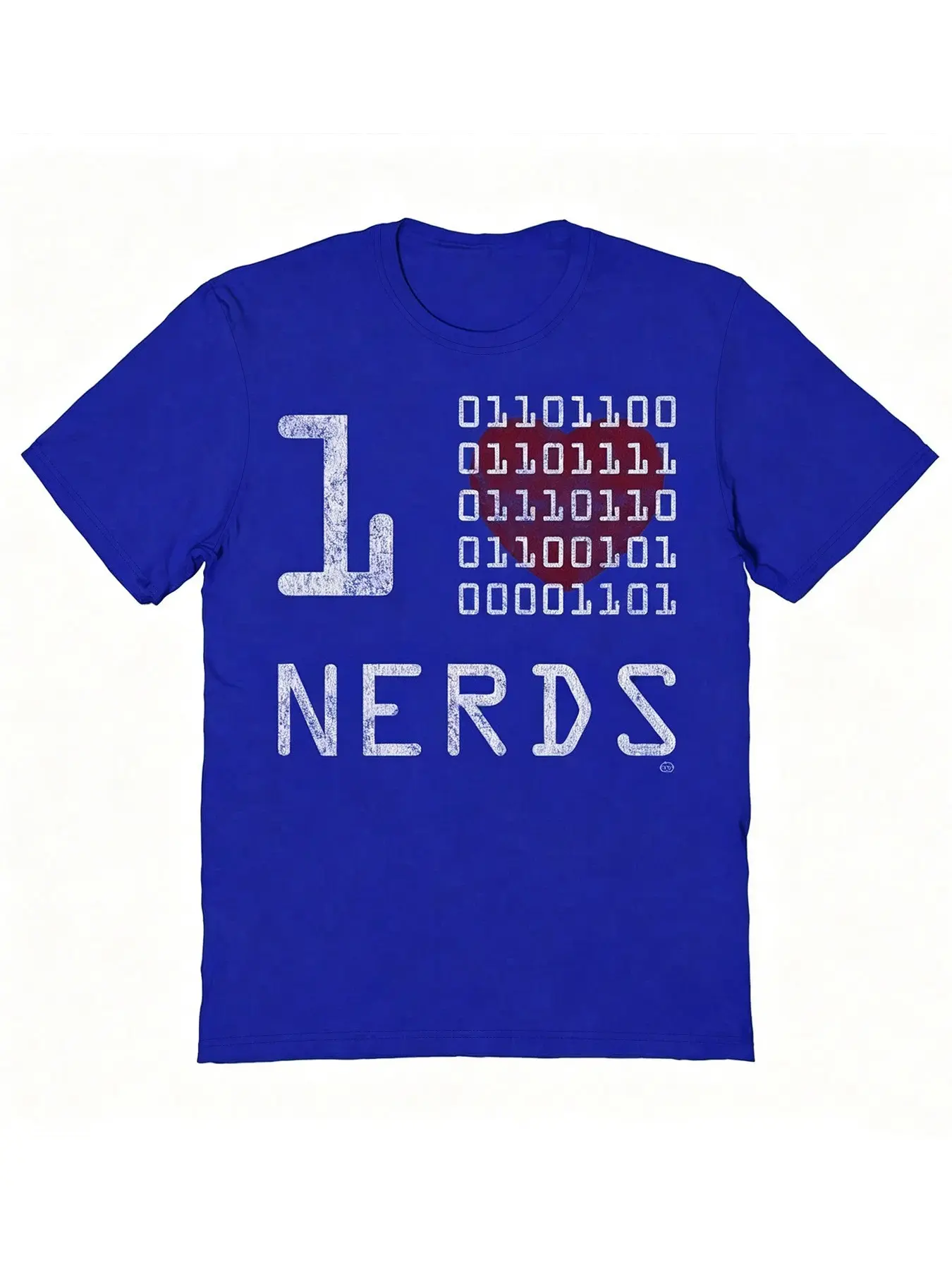 Men's Round Neck T-Shirt, Binary Code I Love Geeks Print, Soft Casual Short Sleeve Top, Suitable for All Seasons, Programmer Fashion