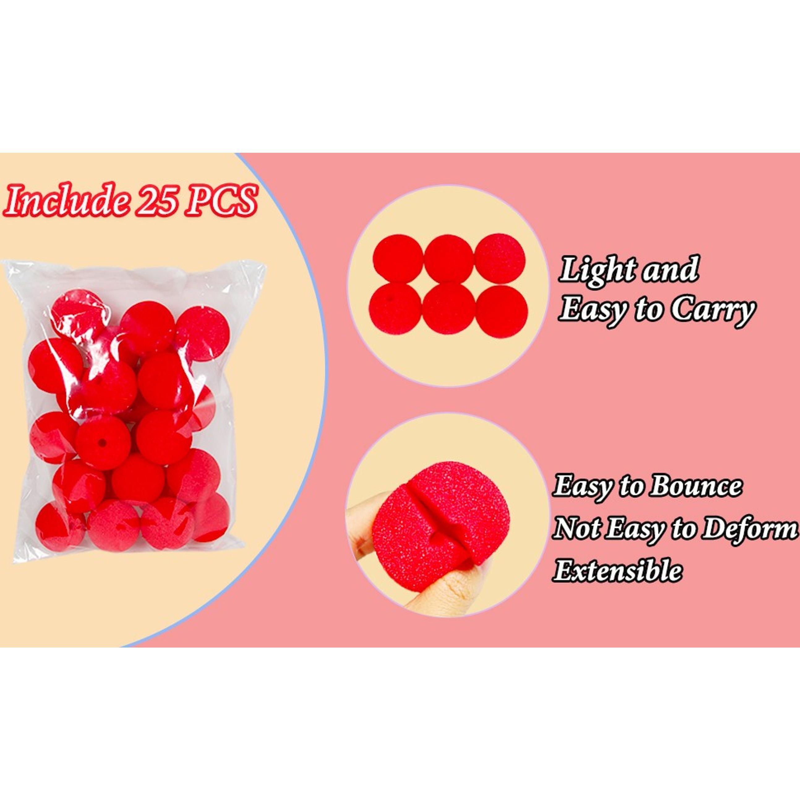 25PCS Red Circus Clown Nose Christmas Costume Party Cosplay Decor | Red Clown Nose, Clown Accessories, Soft Sponge Material, Perfect for Parties, Halloween, Costumes, Dress-Up & Fun EventsGift