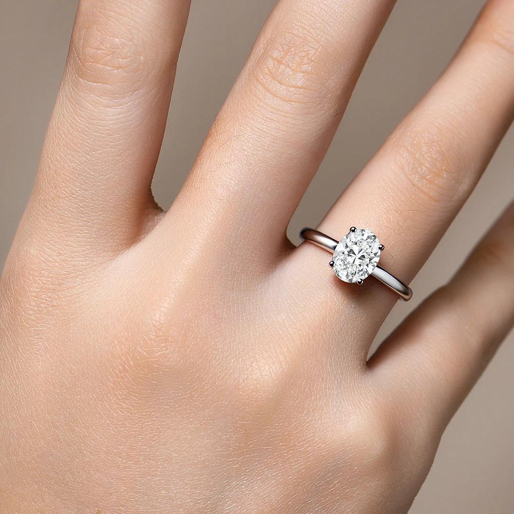Synthetic Moissanite Oval 2CT Solitaire Ring Classic Design 8mm Oval Ice Cutting R095 SpringStatements