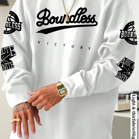 Men's Thin Long Sleeve T-Shirt, Fashion Letter Print, Casual Printed, Casual Knit Top, Soft Fabric, Perfect Gift for All Seasons