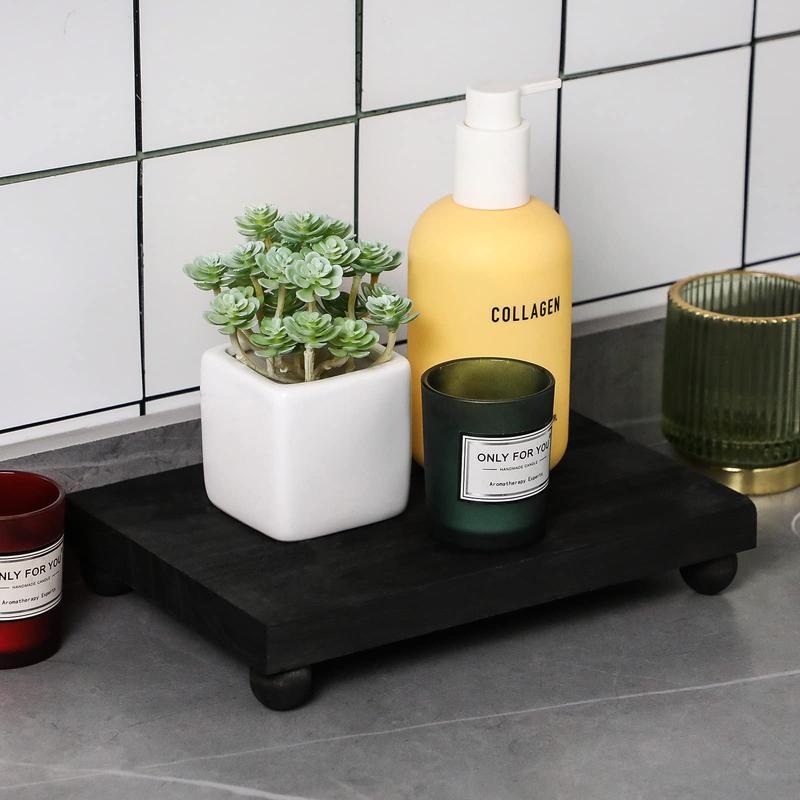 Wooden Soap Dish Holder Stand, Rustic Wooden Display Base, Perfect for Kitchen Sink Countertop & Bathroom, Bathroom Counter Organizer, Holds Soaps Candles Plants Hand Sanitizer Bottles Decorations