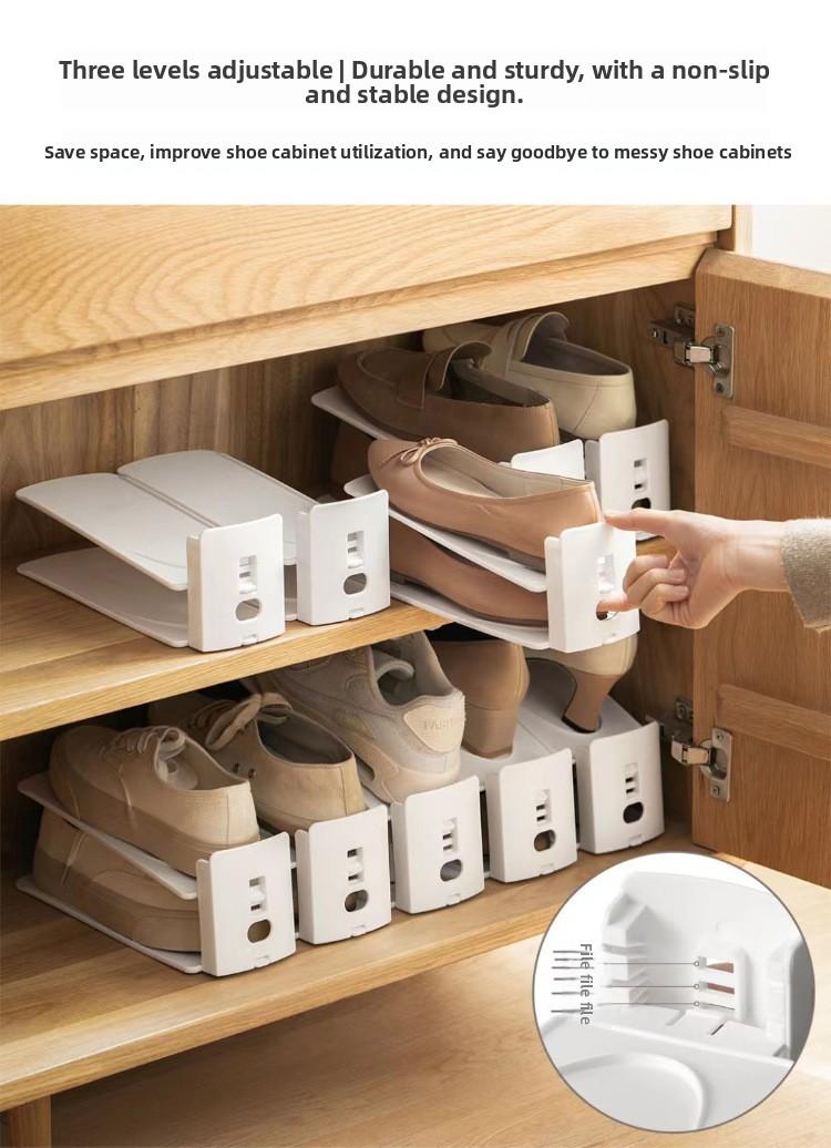 Double-layer shoe rack adjustable Double Tiers shoe storage artifact Organiser household space-saving shoe cabinet layered partition sorting shoe rack