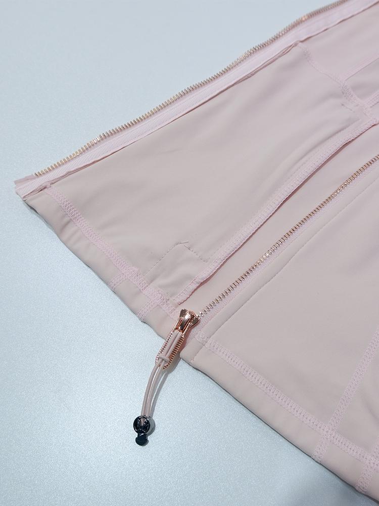 Yoga jacket for women, spring stand up collar, gold zipper, slim fit, casual long sleeved outdoor fitness suit top