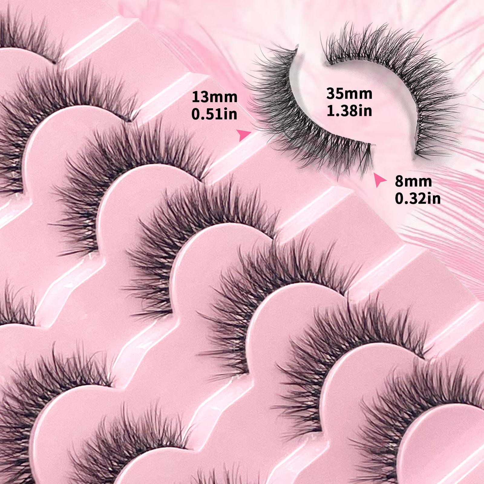 7 Pairs False Eyelashes Fluffy Natural Look Lashes With Clear Band Faux Mink Lashes Fake Eyelashes Three-Dimensional Strip Lashes For Daily Wear