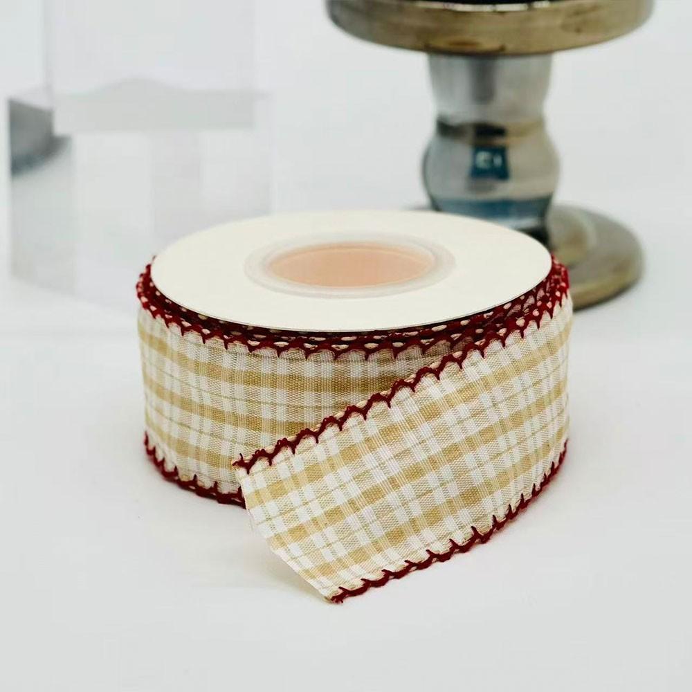 Multicolor Contrast Plaid Lace Ribbon, 5 Yards Floral Packaging, Handmade Hair Clips, Gift Wrapping Universal Fabric, 4.57 Meters