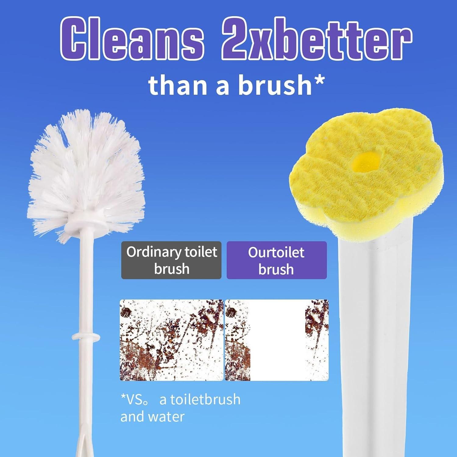 Reusable Toilet Brush Cleaning System, Includes 24 Replacement Heads, Wall-Mounted Wand Set, Bathroom Maintenance Kit
