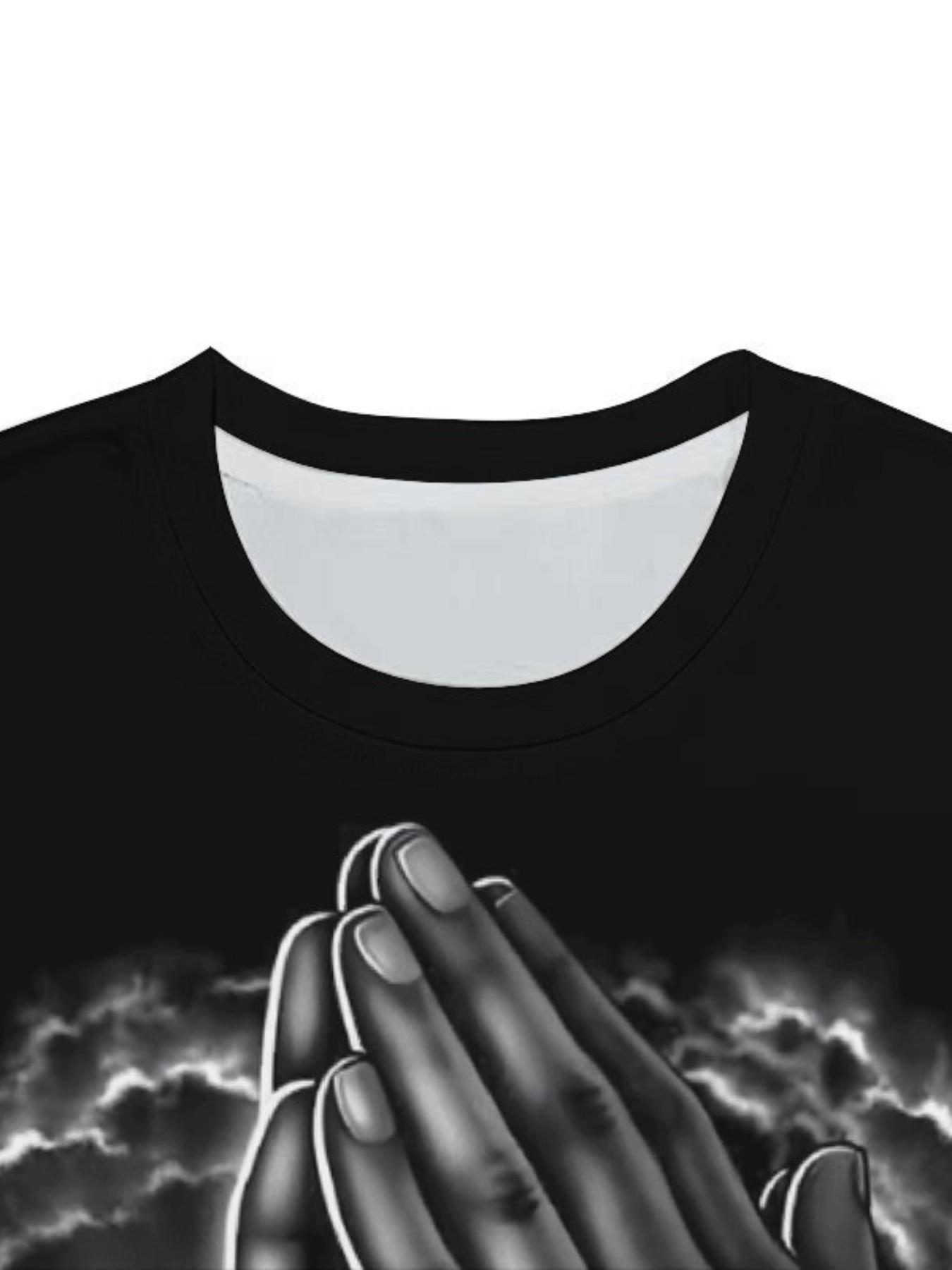 Men's summer casual T-shirt gift box set, lightweight and breathable polyester fabric, religious church-themed design, fitted H-shape, suitable for all seasons, versatile for everyday wear