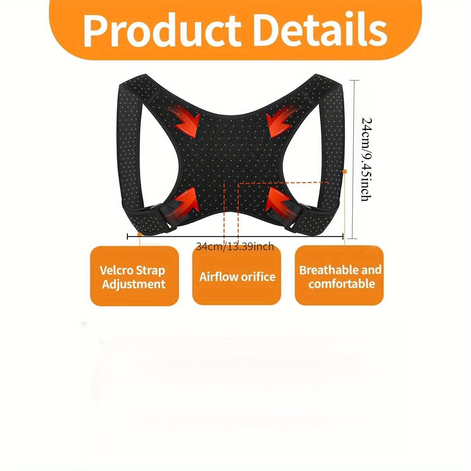 Unisex Posture Corrector Back Brace, Adjustable Positioning, Support for Lower/upper Back, Posture Improvement, Sitting & Standing, Travel