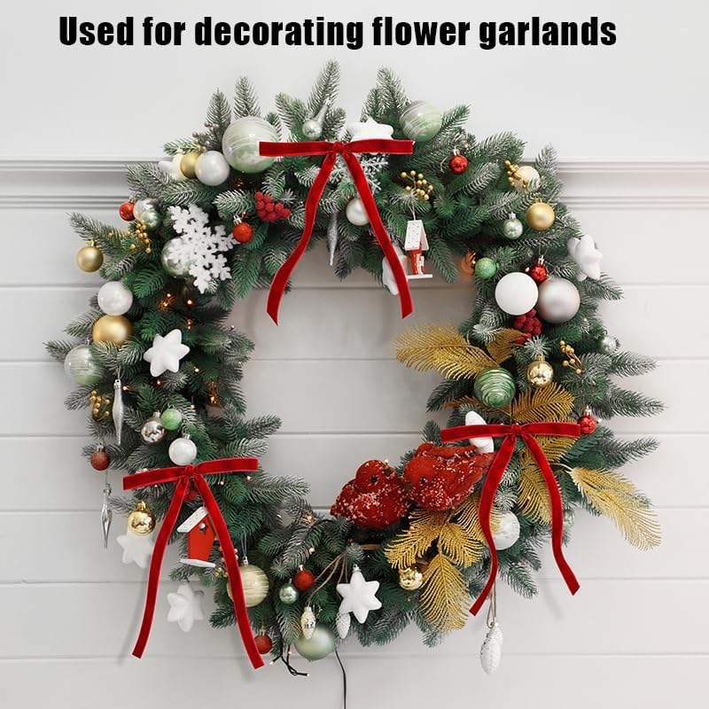 24 Pcs Velvet Bows for Christmas Tree, Red Velvet Christmas Tree Bows Door Garland Decor Vintage Wreath Bow,Suitable for Xmas Home Decor Wedding Outdoor Indoor (Red)