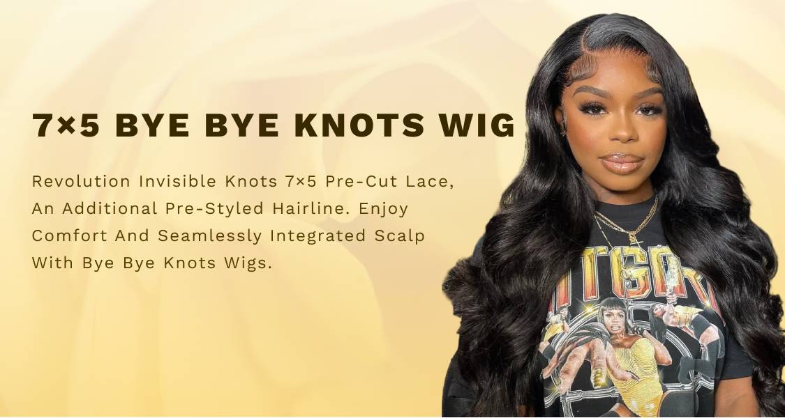 Sunber Body Wave Upgrade 7x5 Pre Cut Lace Closure Bye Bye Knots Wig Bleached Knots