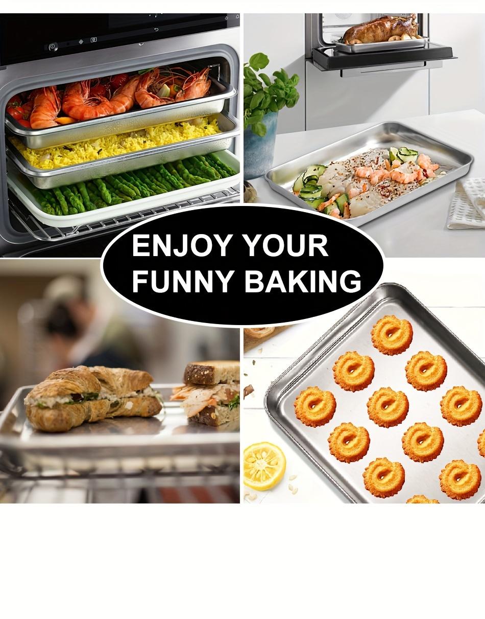 2-Piece Stainless Steel Baking Pans, Non-Stick Cookie Sheets, Dishwasher Safe - Perfect for Halloween, Christmas, Easter and Thanksgiving