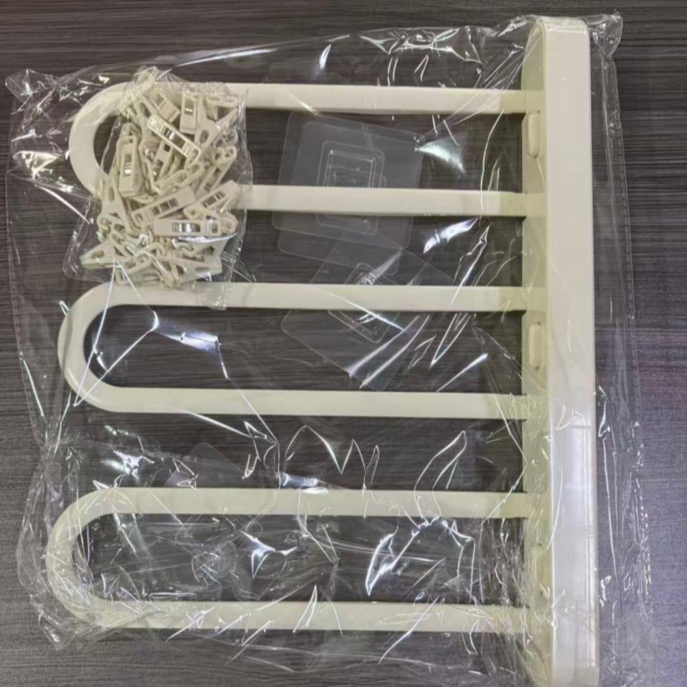 Folding Clothes Drying Rack - Wall-mounted Clothes Hanger with Clips, Space-saving Vertical Drying System, Suitable for Indoor / Balcony / Shower Room Use.
