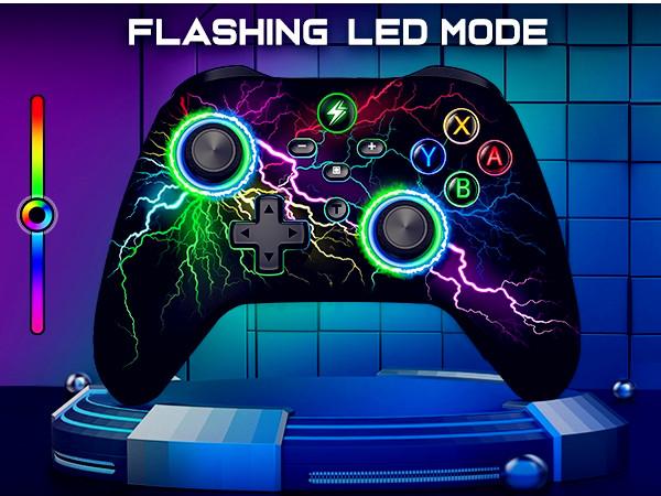 BEBONCOOL Wireless Switch Controller for Switch Controller/Lite/OLED, LED Wired PC Game Joysticks-Wireless iOS/Android Remote with Cool Skin/Programmable/Wake-up