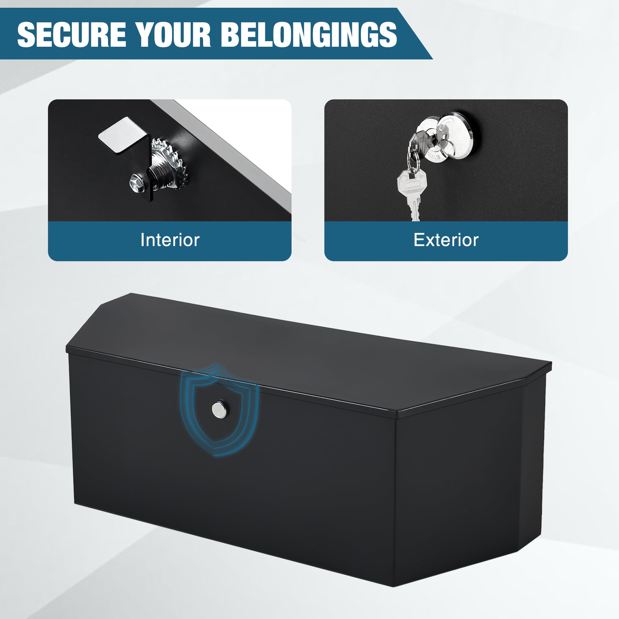 36'' Steel Trailer Tongue Box, 36"x12"x12" Heavy Duty Storage With Lock and Keys, Utility Truck Tool Box Storage Organizer, Tool Chest for Pickup Truck Bed, RV