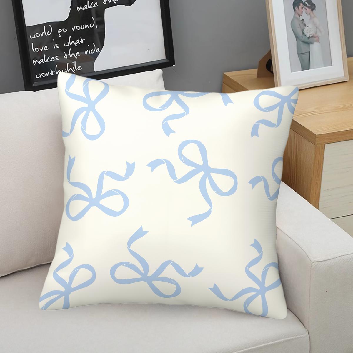 Kawaii Cute Bow Knot Throw Pillow Covers, Pastel Ribbon Decorative Sofa Pillows, Sweet Gift for Teen Girls and Women, with Pillow Insert