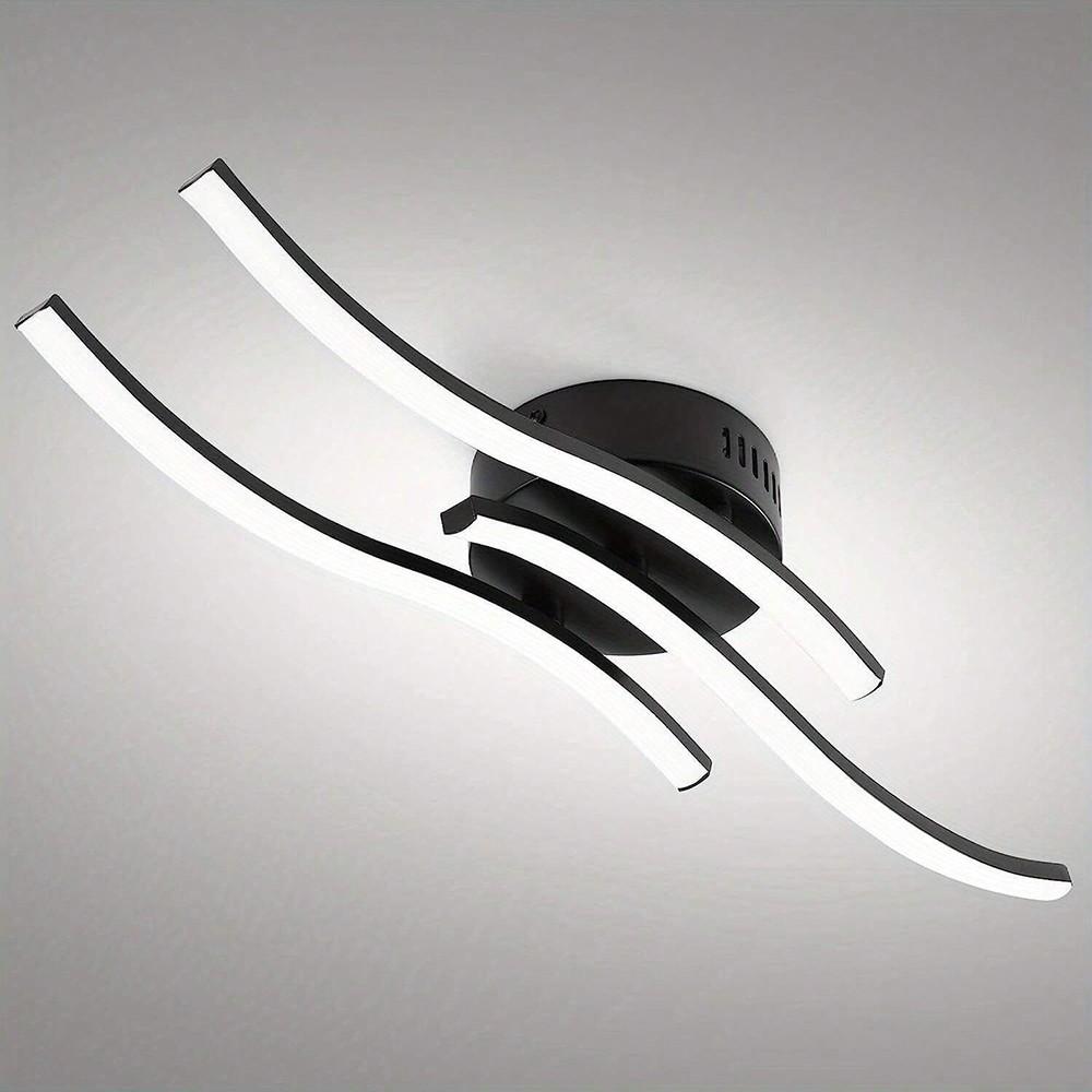 LED Ceiling Light, 2-Head Linear/3-Head Linear, 60cm/White Light, Creative Wave-Pattern Ceiling Light, Wave Pattern Design, Versatile Usage, Ideal for Dining Rooms, Hallways, Balconies, Bedrooms, Offices Modern Indoor Lighting Ceiling Fixture