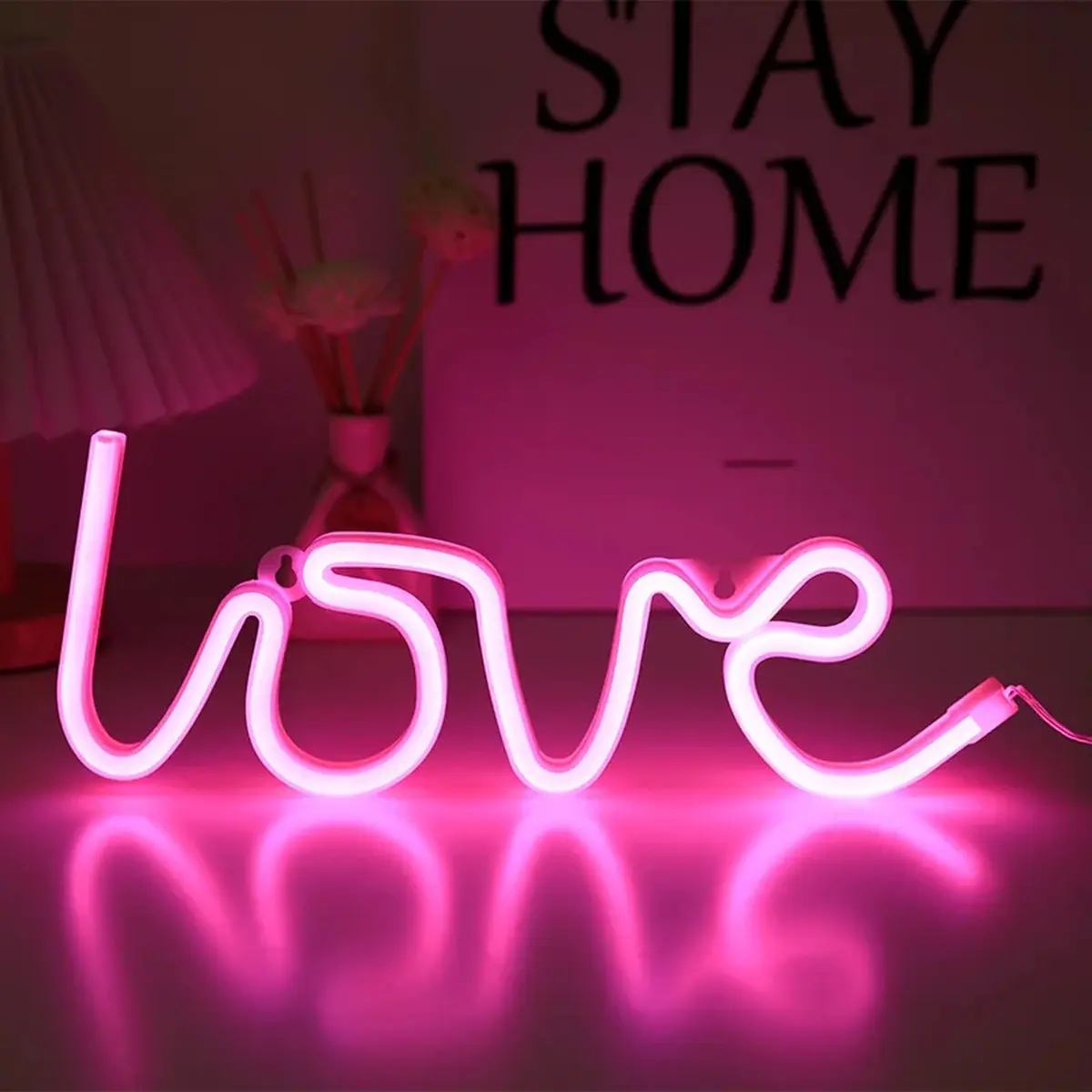 Lune Cove LOVE Neon LED Light Strips, ABS Plastic, USB/AA Battery Powered, Romantic Valentine's Day Gift, Wedding Atmosphere Decor, Holiday Wall & Outdoor Porch Prop
