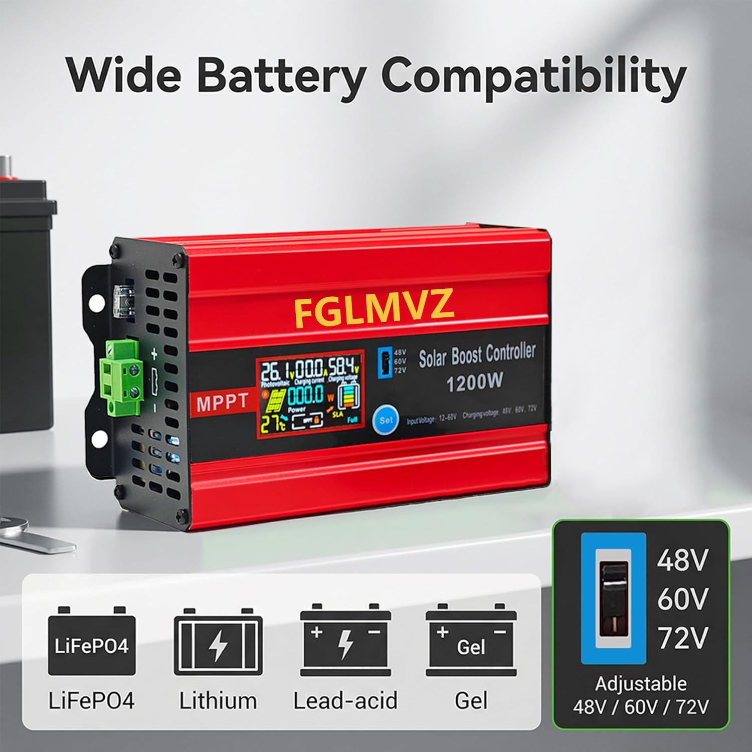 1200W Boost MPPT Solar Charge Controller - 12-60V Wide Voltage Input, 30A with LCD, 15A Max Output for LiFePO4/Lithium/Lead Acid Batteries, Solar Powered Charger for Golf Carts, Motorhome PV Systems 1200W Boost MPPT Solar Charge Controller - 12-60V Wide Voltage Input, 30A with LCD, 15A Max Output for LiFePO4/Lithium/Lead Acid Batteries, Solar Powered Charger for Golf Carts, Motorhome PV Systems