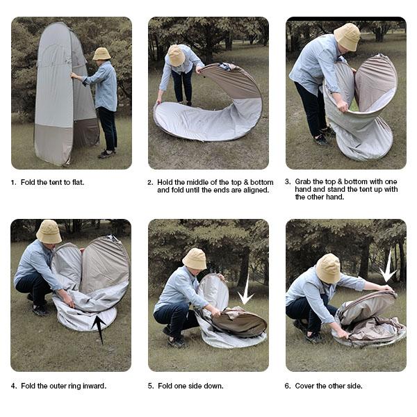 TRIPTIPS Pop Up Shower Tent with Floor Changing Tent with Mesh Window Camping Shower Tent 6.9 FT Privacy Tent for Portable Toilet Outdoor Portable Dressing Room, Removable Rain Cover/UPF 50+ (Khaki)