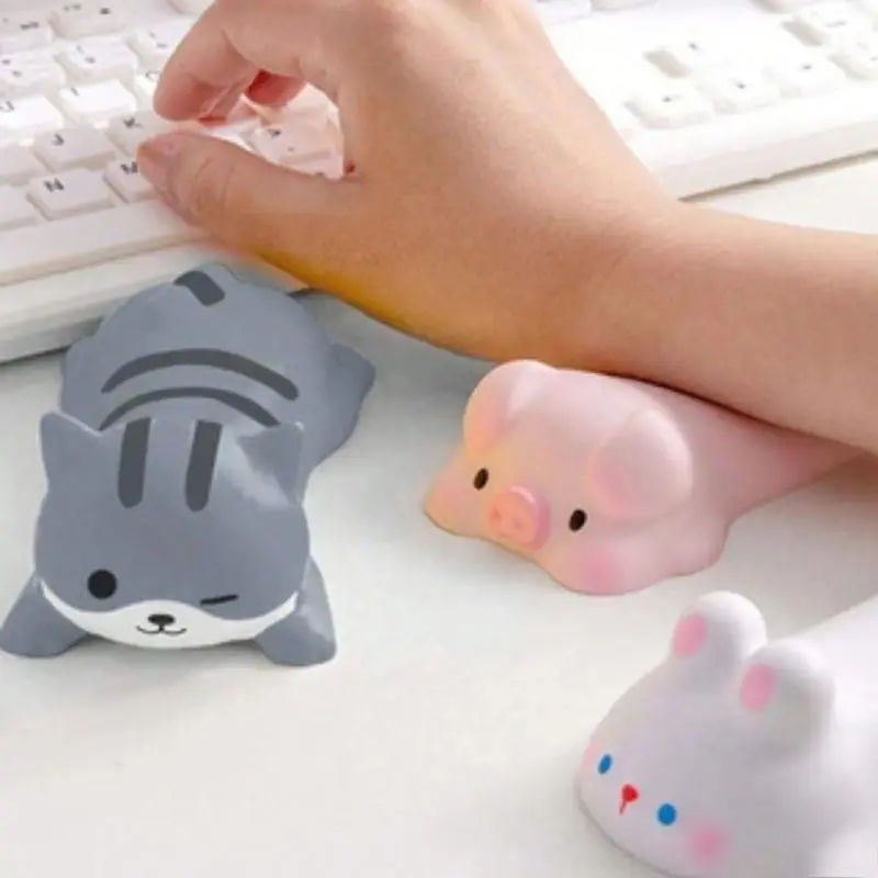 Animal Shaped Slow-Rebound Charm - Ergonomic Soft Pad Wrist Rest, Cute Desk Mouse Cushion, Trendy Strawberry/Cherry Bag Accessory, Girly Purse Keychain Extension Chain for Office & Home