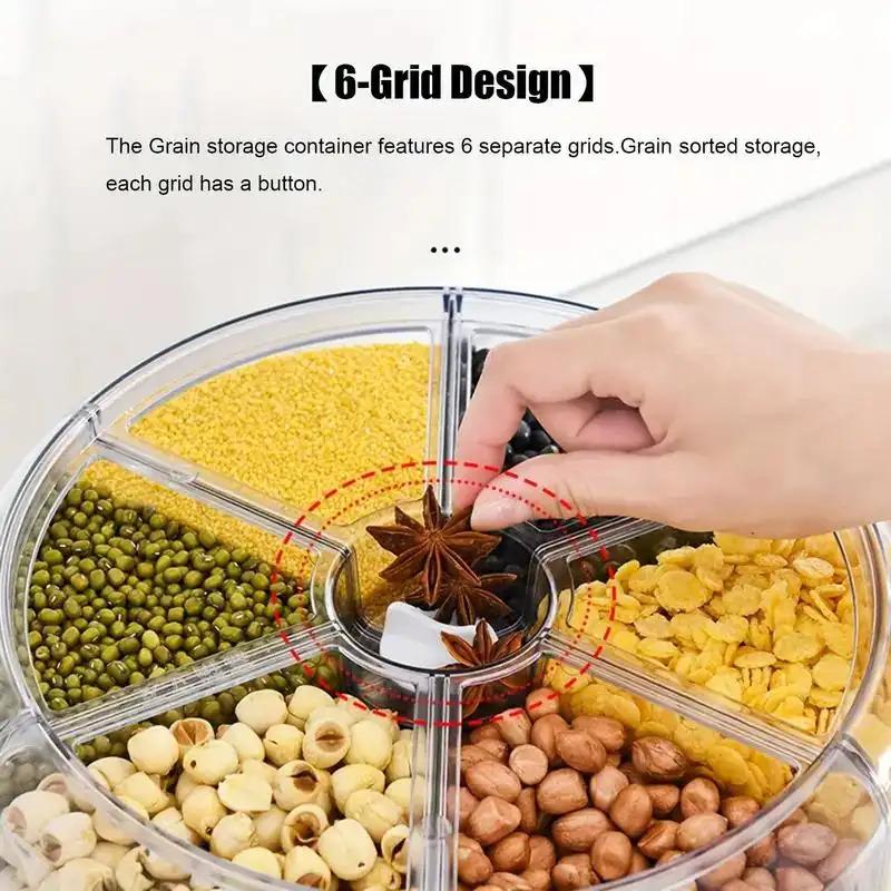 1PC Rotating Cereal Dispenser Large Capacity Dry Food Storage Container Sealed Moisture - proof Rice Bucket Transparent Kitchen PET Grain Storage Box with One - click Grain Outlet Reusable Food Container