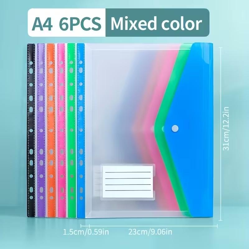 A4 Expanding File Folders with Button Closure, Durable PP Plastic Document Organizer, Locking Mechanism, Vibrant Colors, Office Supplies