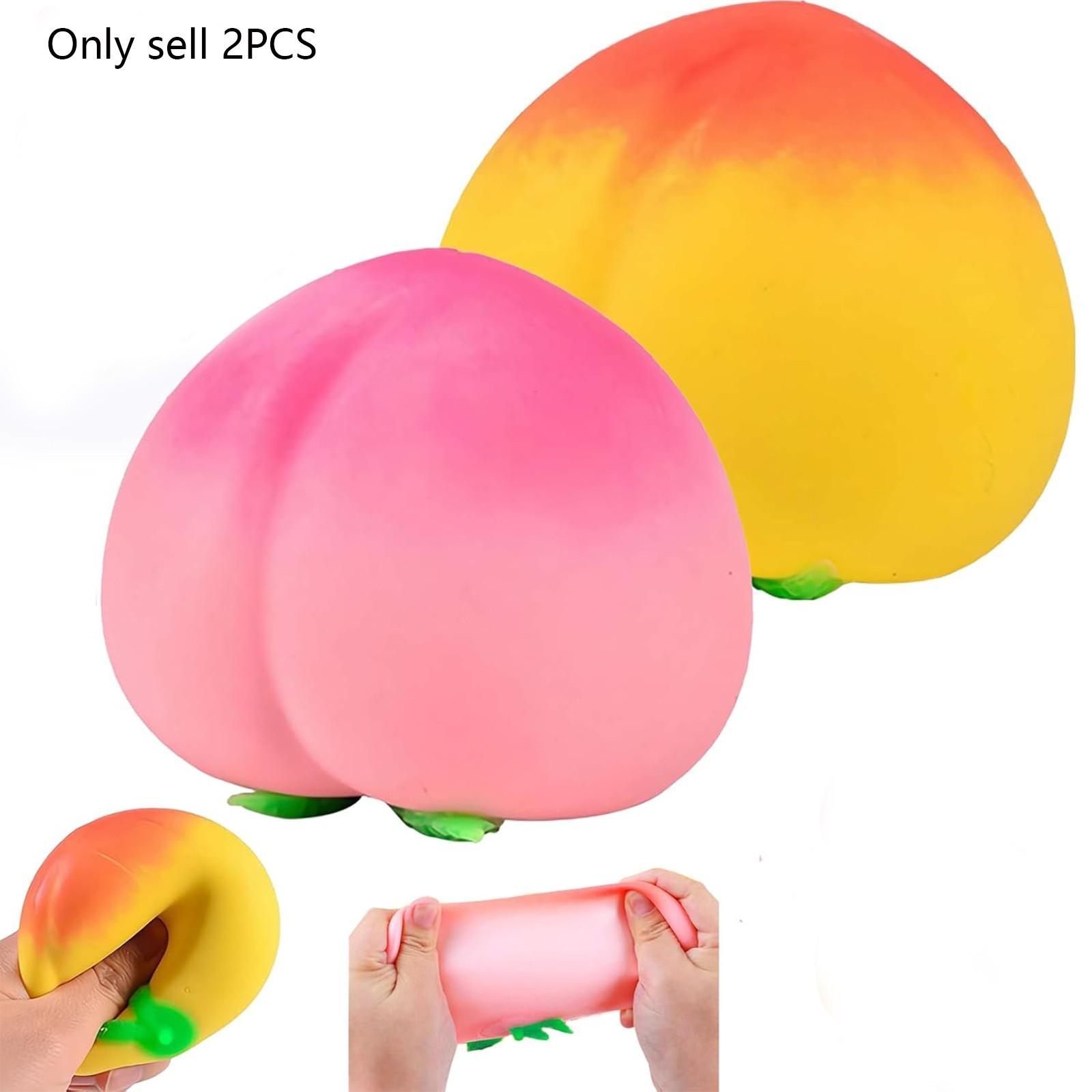 2PCS Peach Squishies Slow Rising Stress Relief Toy, Realistic Peach Shaped Fruit Squeezable Balls, Big Squeezable Peaches, Soft Flexible Fidget Toys Decompression Gift for Adults