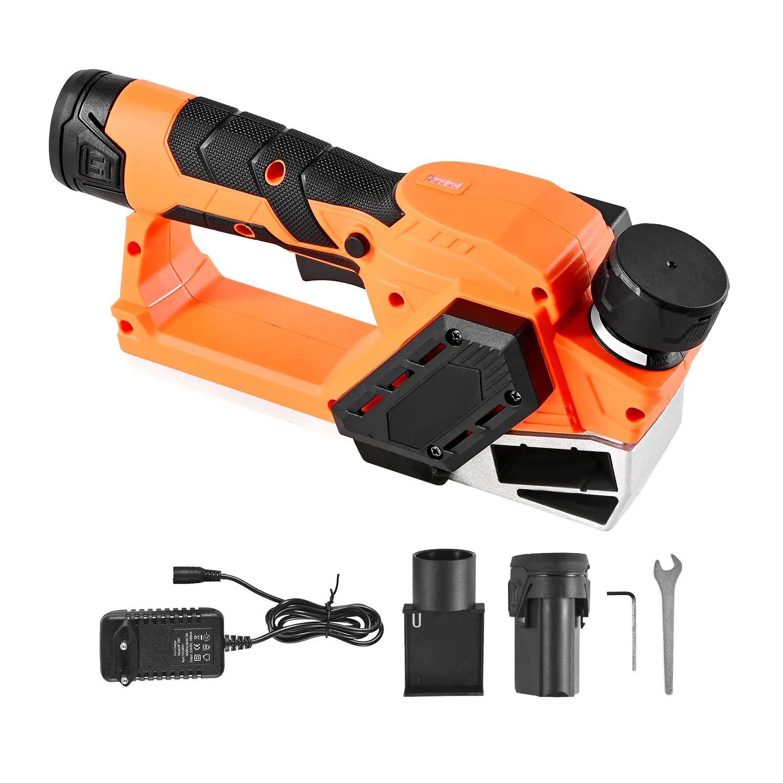Cordless Handheld Planer, 2-1/5-Inch Cut Width, 14500 RPM Electric Hand Wood Planer with 2 Ah 12V Lithium Battery, Brushless Motor, Adjustable Cut Depth, 2 Blades, for Woodworking Wood Chamfer