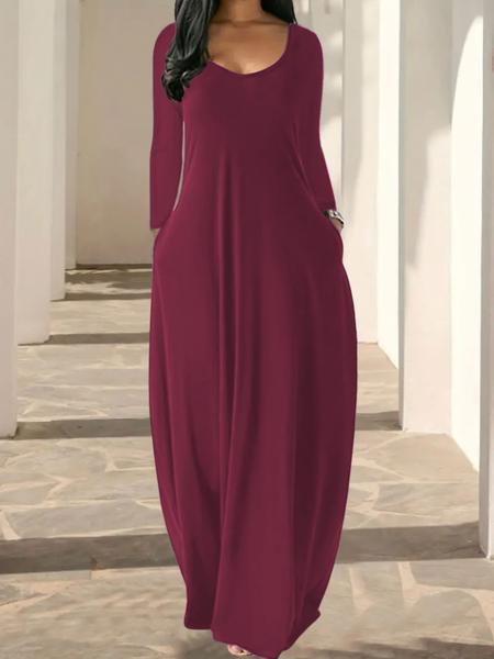 Women's Long Nightgown, Leopard Print in Coffee, Casual Round Neck Long Sleeve Pocket Sleepwear, Soft Comfortable All-Season Loungewear