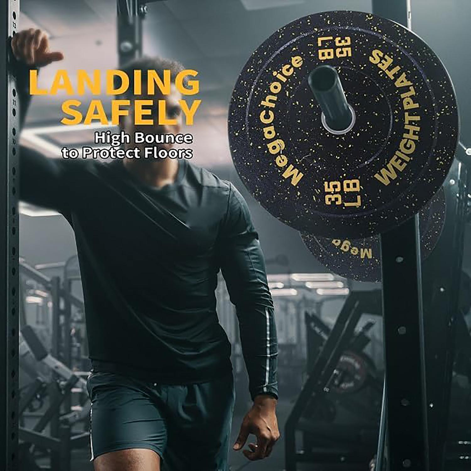 Bumper Plates, 2-Inch Weight Plates For Strength Training & Weightlifting, Barbell Weight Plates Set for Home Gym, 2pcs, 10LB, 15LB, 25LB, 35LB, 45LB