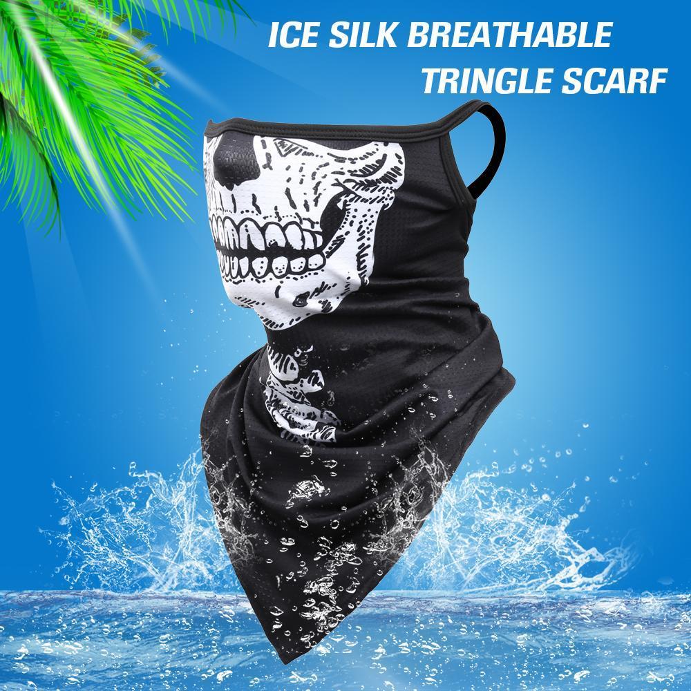Summer Breathable Bandana Skull Printed Scarf Sun Protection Quick-drying Face Cover Reusable Mask Neck Gaiter Halloween Gift