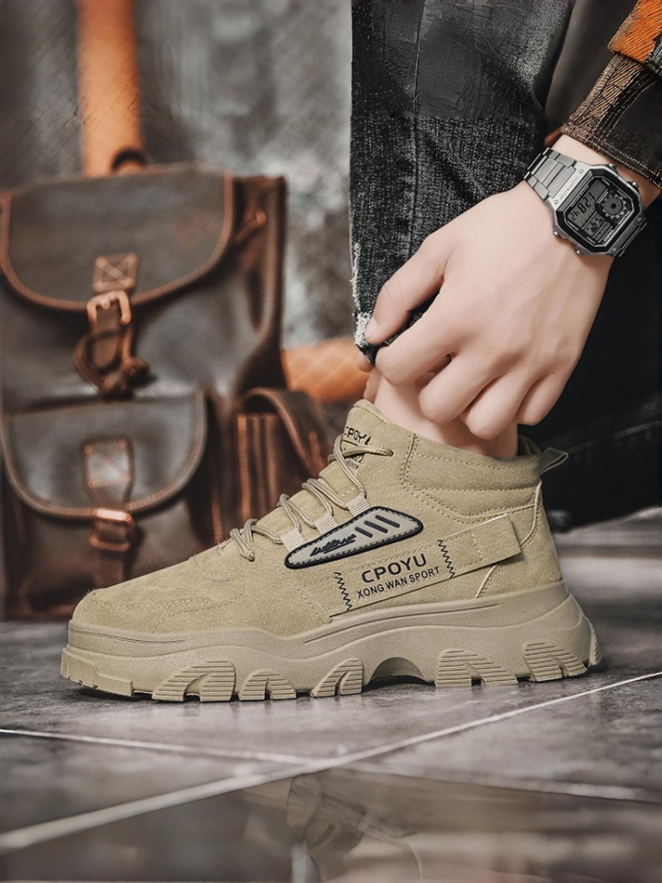 Mens Chunky Platform Work Boots | Waterproof Leather Ankle Boots | Urban Outdoor & Hiking Shoes