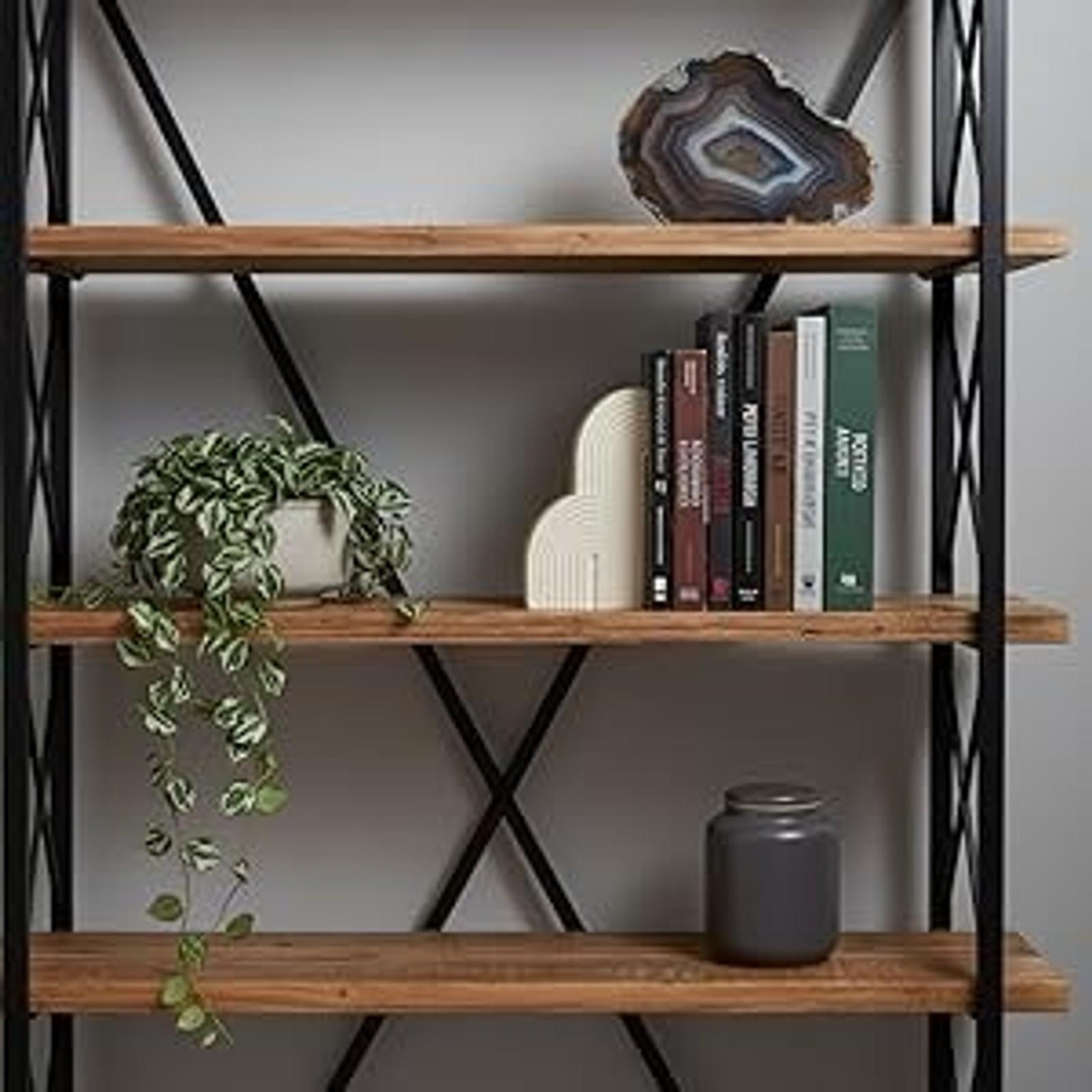 Decorative Concrete Bookends (Set of 2) - Cream White Boho Aesthetic, 6.4 lbs Solid Supportive Heavy-Duty Holders for Large Books on Shelves