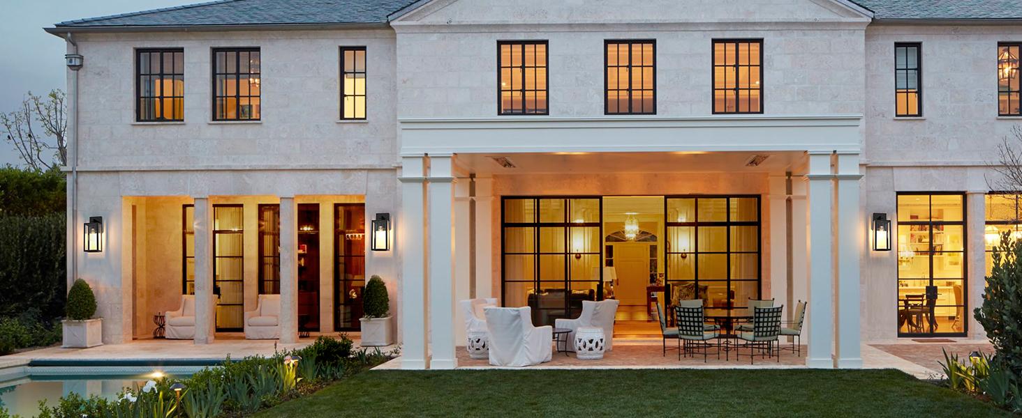 Outdoor Wall Sconce, Exterior Waterproof Wall Lantern Light Fixtures, Black Porch Lights with Toughened Glass Shade, Anti-Rust E26 Socket Front Door Mount Lighting, 2 Pack