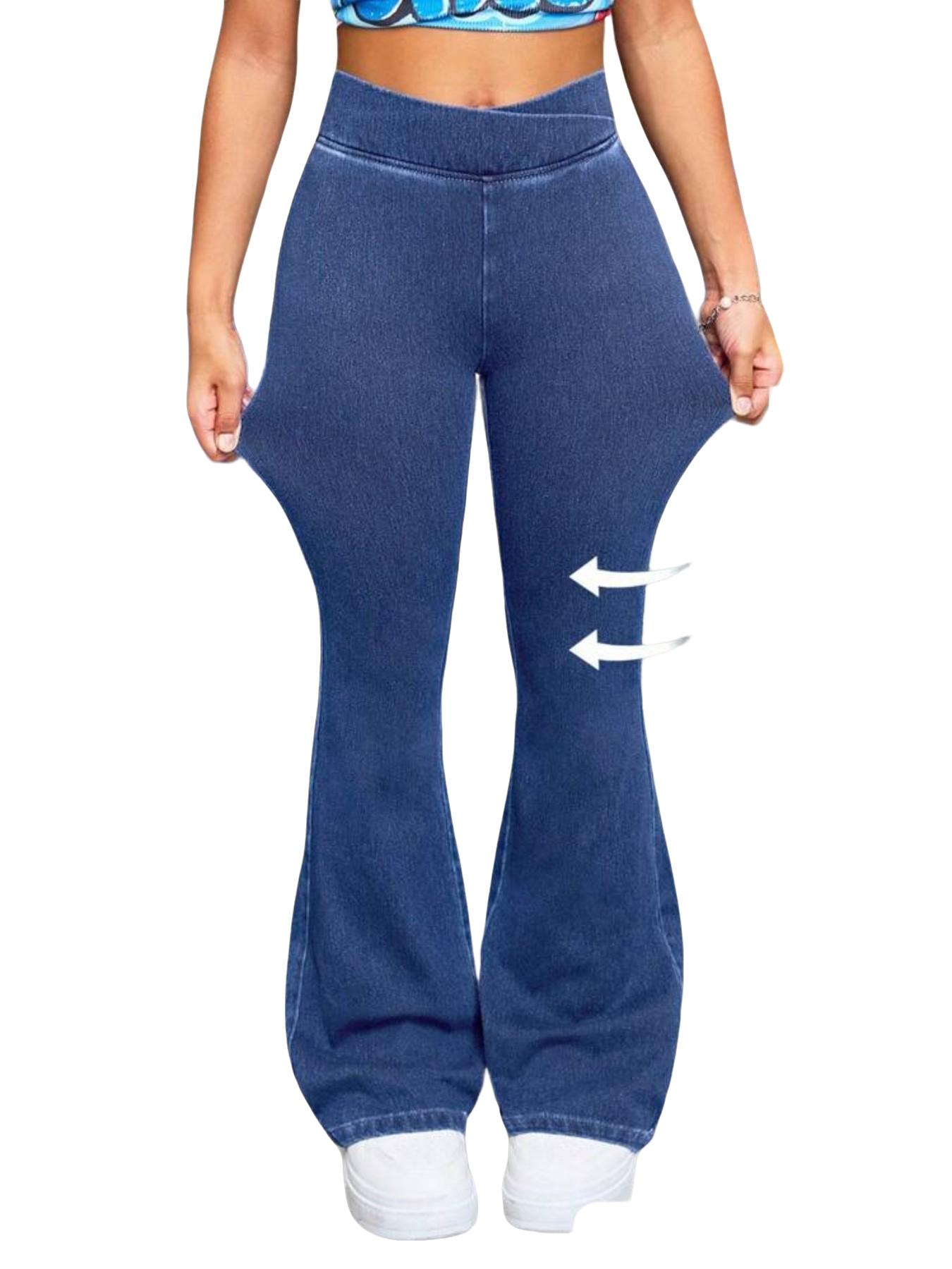 Girls High Elastic Denim Flare Pants, Soft Skin-Friendly Underwear, Slim Fit Casual Pants for Ages 130-160cm, Comfortable Daily Wear