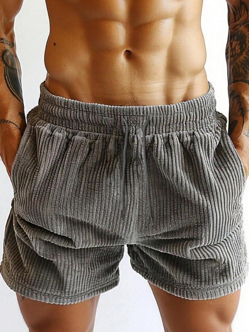 Men's Regular Fit Ribbed Shorts, Casual Comfy Breathable Shorts for Summer, Men's Bottoms for Daily Wear