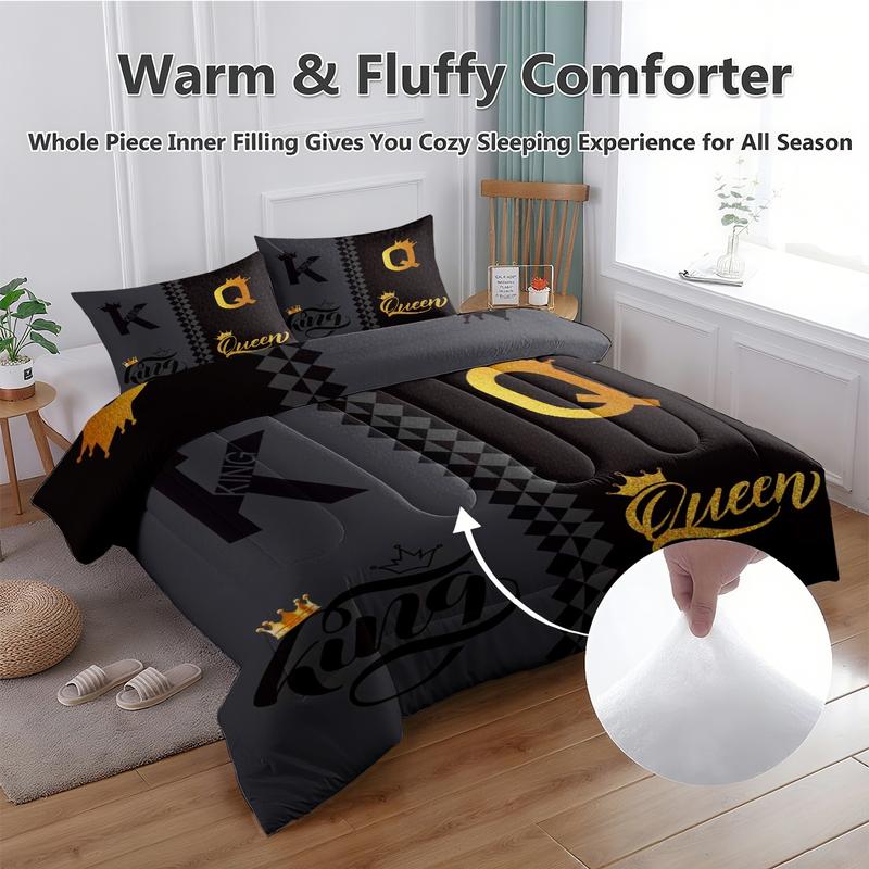 2/3 Pcs Deluxe Bedding Set, King And Queen Crown Printed Quilt Set, Including Comforter And Pillowcase, Shared By The Whole Family, Suitable for All Seasons, Is The Perfect Choice For Bedroom, Dormitory, And Guest Room Bedding Set 2/3 Pcs Deluxe Bedding Set, King And Queen Crown Printed Quilt Set, Including Comforter And Pillowcase, Shared By The Whole Family, Suitable for All Seasons, Is The Perfect Choice For Bedroom, Dormitory, And Guest Room Bedding Set