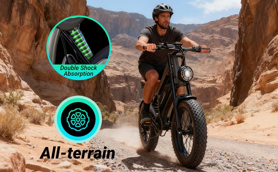 DYU M20 All Terrain Electric Bike 1500W Motor 873.6Wh Battery 100 Miles Range Dual Hydraulic Brakes 20X4.0" Tires