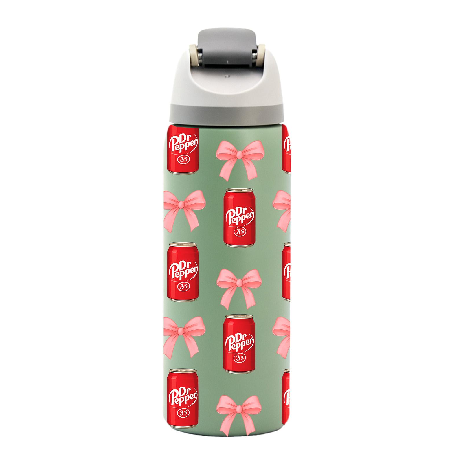 AuraCup 19/24/32oz Insulated Tumbler with Lid & Straw, Cute Pink Bow Pattern, Double-Walled Leak-Proof Stainless Steel Water Bottle for Hot & Cold Drinks, Aesthetic Cup, Hydration Tumbler, Perfect Gift for Girls