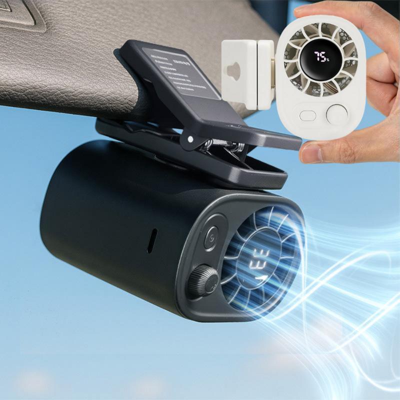 Car Clip On Fan No Cooling Function with LED Display 360 Rotation 100 ...