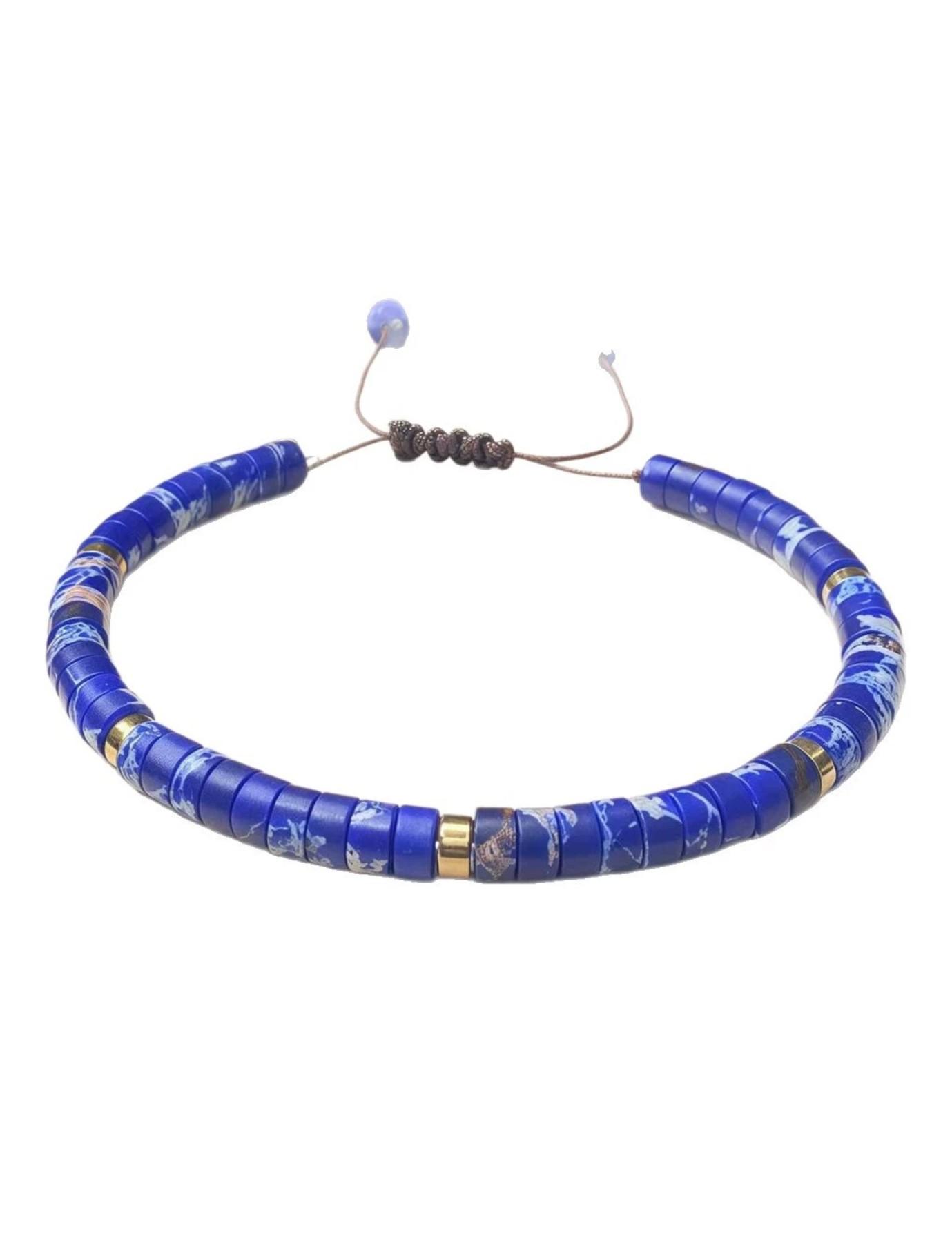 Lapis Lazuli Straight Cut Bracelet, New Traditional Zen Style, Natural Stone for Wealth and Career, Daily Wear for Professionals