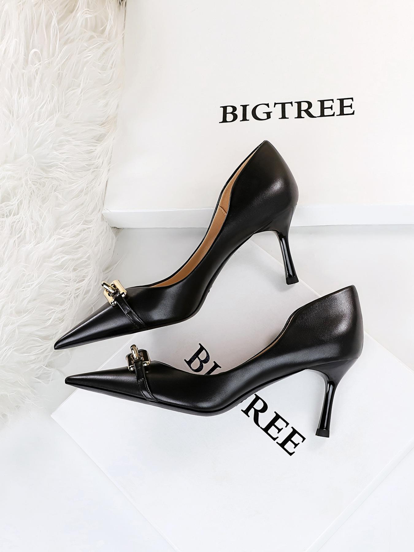 Women's Elegant Pointed Toe Metal Buckle Decoration Stiletto Heels, 2025 New Style Trendy Gorgeous High Heel Shoes, Elegant Heeled Shoes, Classy Stiletto Heels, Chic All-match Shoes for Daily Wear