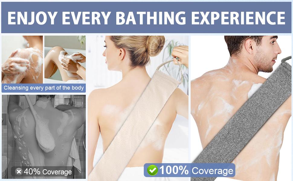 Exfoliating Body Scrubber for Men Women,Premium Bamboo Fiber Body Scrub Towel – Soft, Exfoliating, Gentle Bath Towel for Smooth Skin, Back Scrubber , Deep Clean , Body Exfoliator , Dead Skin Remover , Deep Exfoliation ,	Perfect Gift