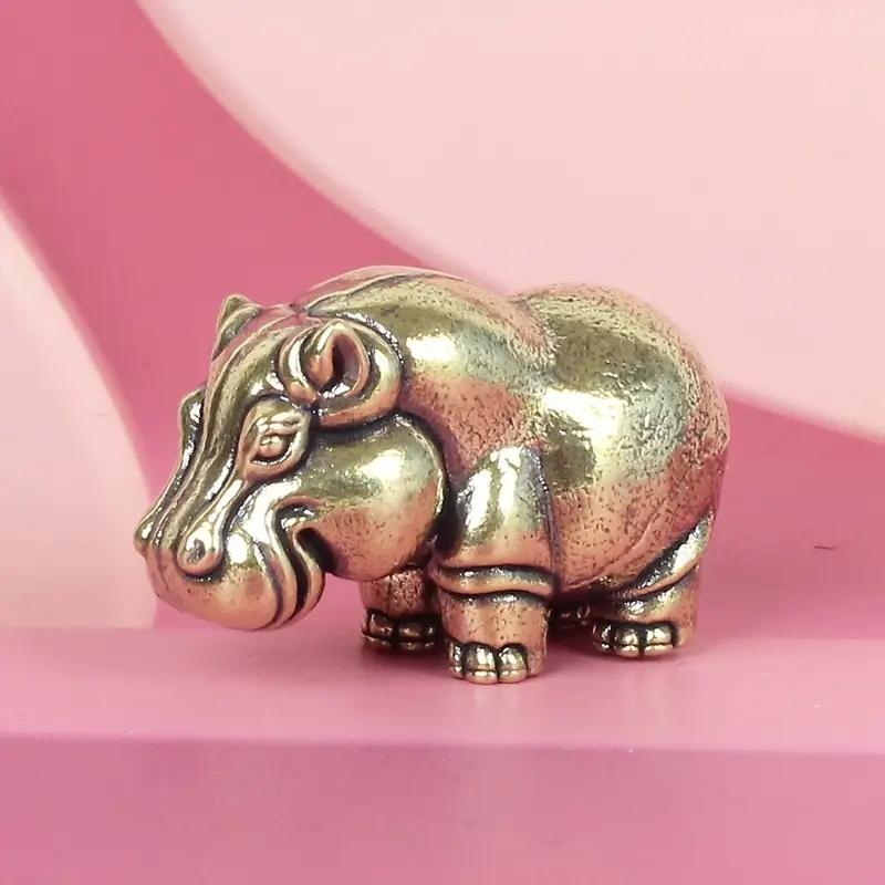 Vintage Brass Hippo Sculpture Decorative Figurine, Heavy Metal Figurine, Handmade Animal Statue for Home Office Desk Decoration, Father's Day Gift, Art Figurine, Collectible Figurines, Figurines For Collectors, Statues Figurines