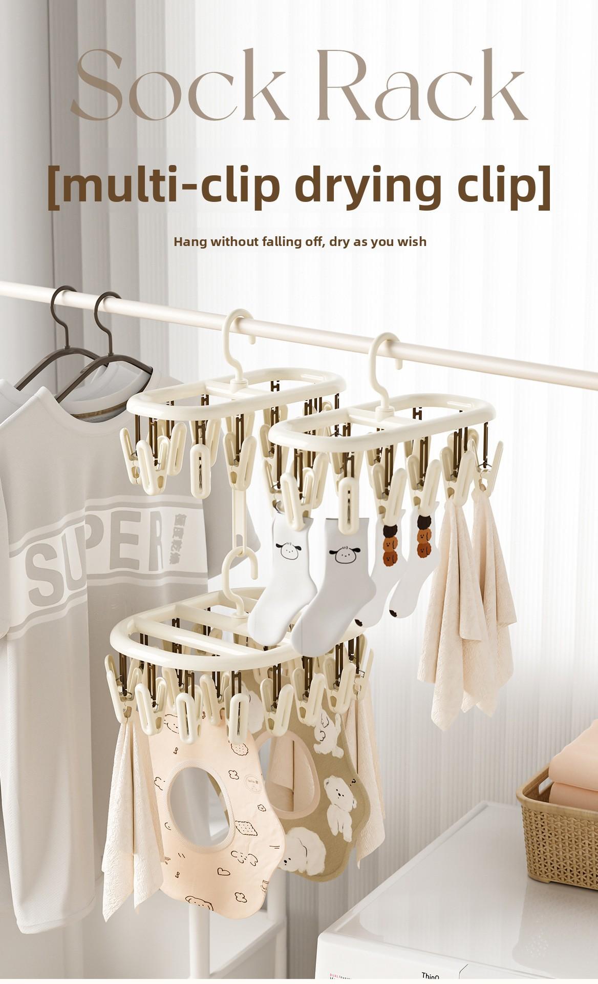 360-Degree Rotating Stackable Clothes Drying Rack for Home Use, Socks, Towels, Baby Scarves, Clothes Drying Clips