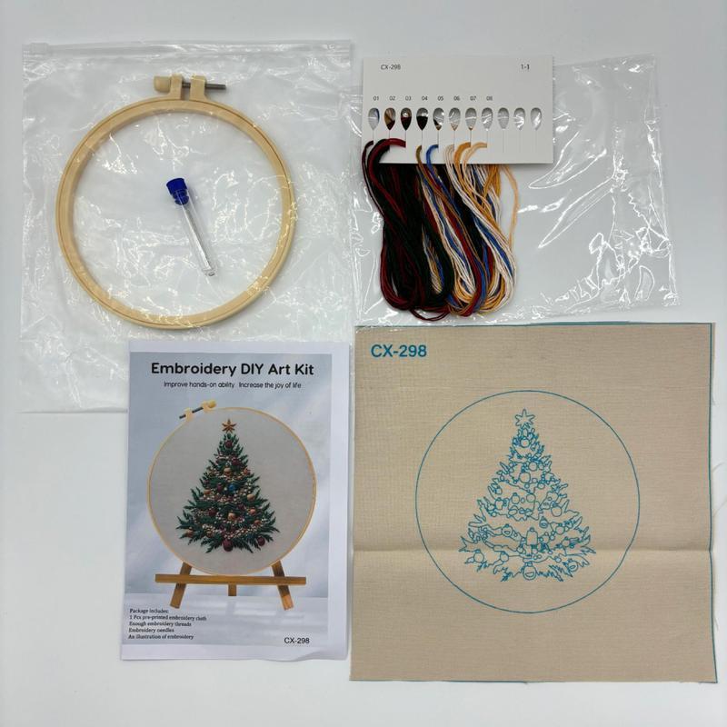Christmas Holiday Craft Embroidery Kit for Adults - Stainless Steel Needle DIY Cross Stitch Set on Fabric, English Guide Included, Handmade Needlework Decor (Sports & Outdoor Fan Shop Gaming Craft)