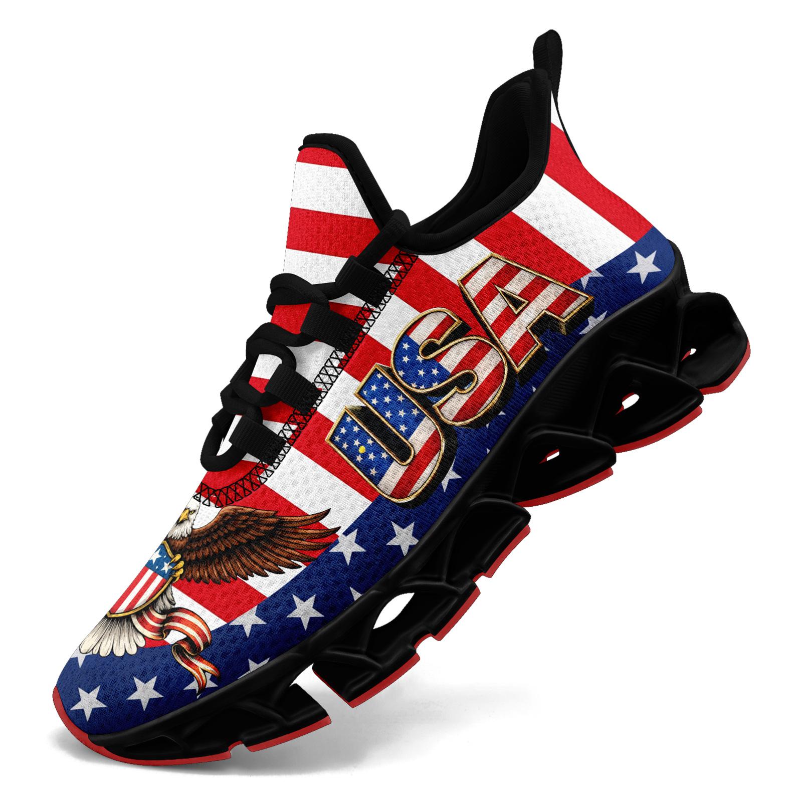Men's Patriotic US Colors Sports Shoes, Stylish Breathable Blade Sneakers, Comfortable All-Day Wear Casual Walking Shoes