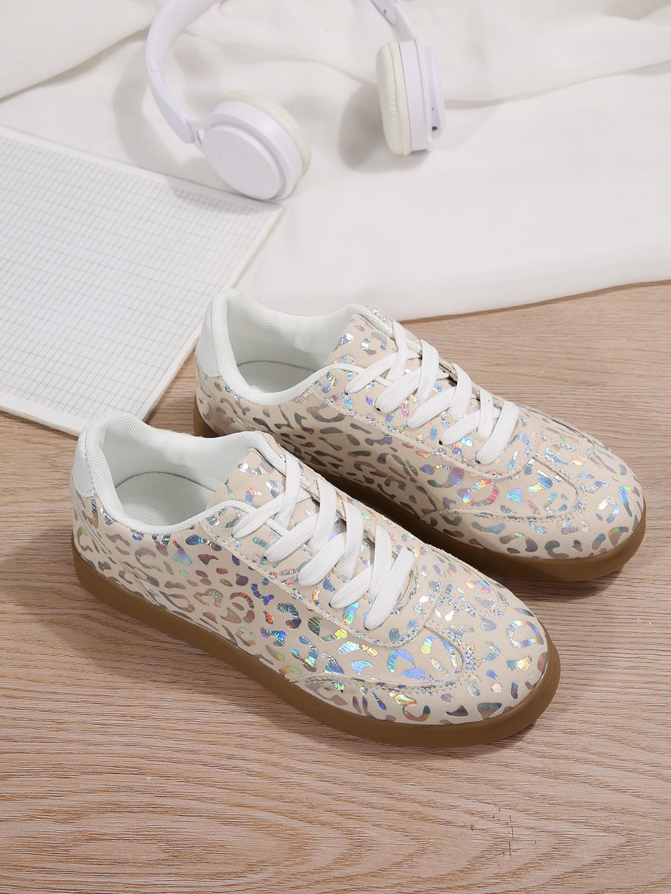 Leopard Print Derby Shoes for Women, 2026 New Vintage Rubber Sole Casual Sneakers, Versatile Shoes for Students